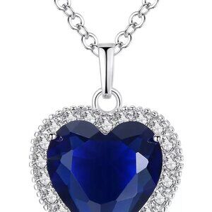 Adjustable Rolo Chain Heart of the Ocean Necklace - Stylish Jewelry for Women